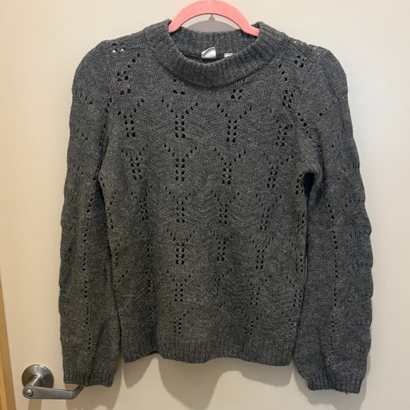GAP Sweaters - GAP Gray Openwork Crewneck Sweater